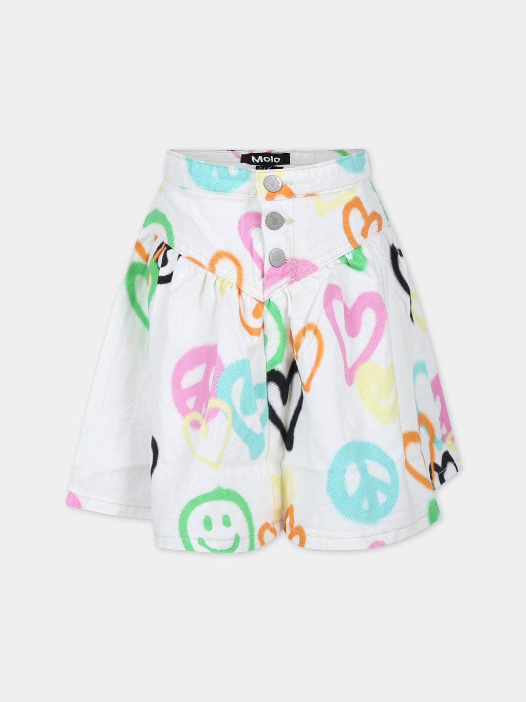 White skirt for girl with hearts print